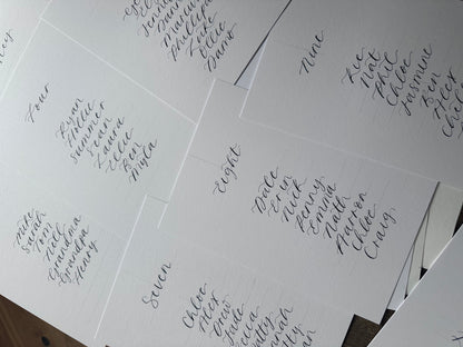 Calligraphy Wedding A5 Table Plan Card | White OR Colour Card Hand Written Calligraphy Table Plan Card | Mirror Table Plan Cards | DIY Table Plan Card