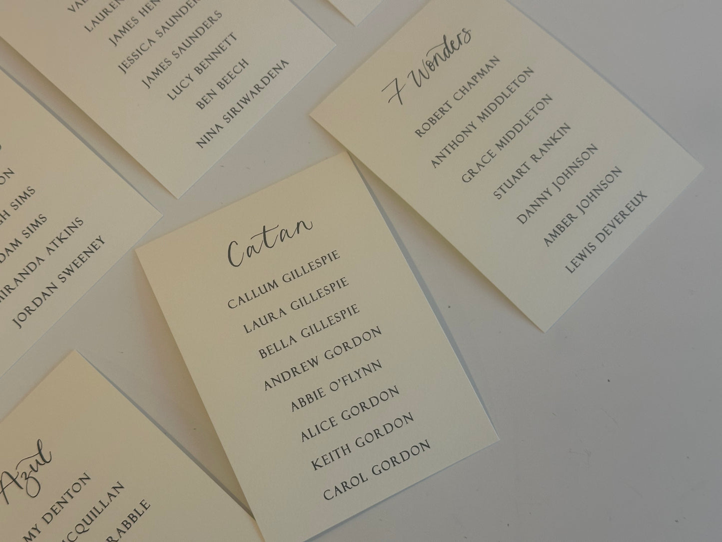 Calligraphy Title Wedding Table Plan Cards | A5 Personalised Printed Seating Chart Signs