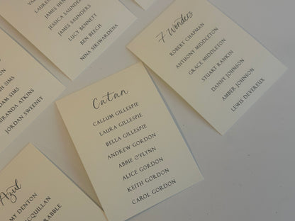 Calligraphy Title Wedding Table Plan Cards | A5 Personalised Printed Seating Chart Signs