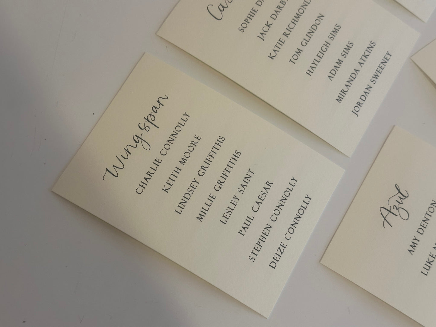 Calligraphy Title Wedding Table Plan Cards | A5 Personalised Printed Seating Chart Signs
