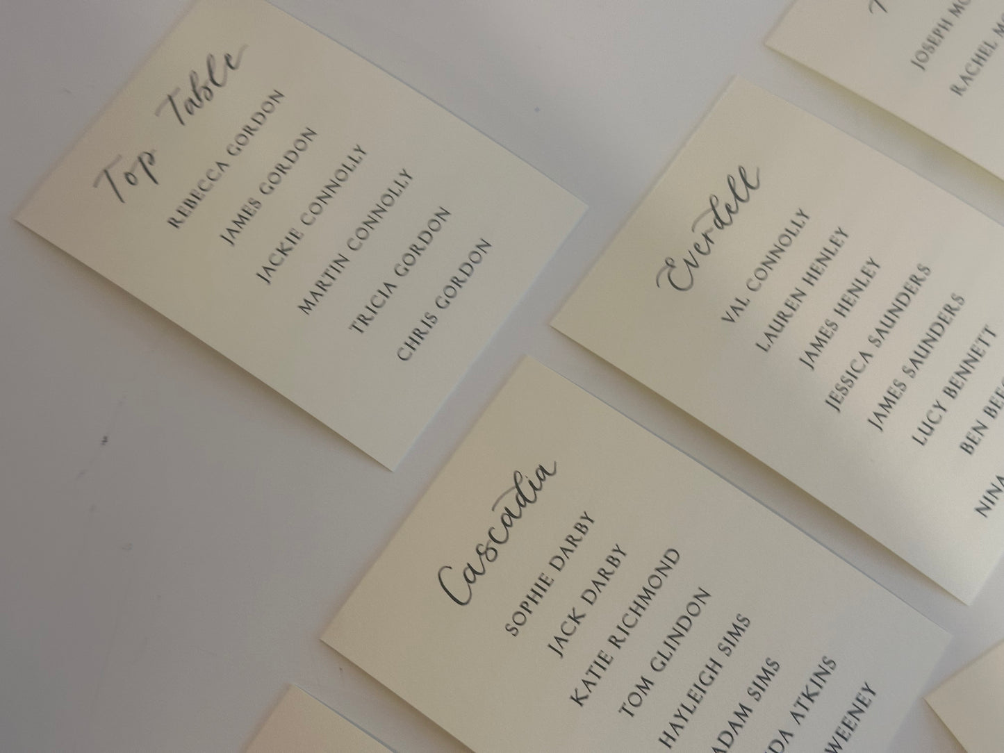 Calligraphy Title Wedding Table Plan Cards | A5 Personalised Printed Seating Chart Signs