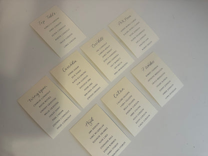 Calligraphy Title Wedding Table Plan Cards | A5 Personalised Printed Seating Chart Signs