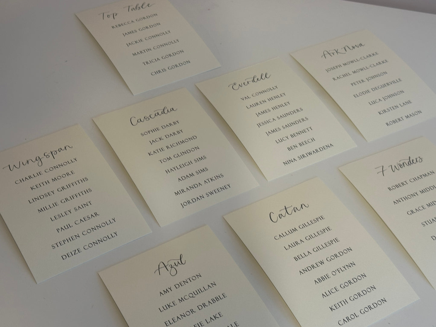 Calligraphy Title Wedding Table Plan Cards | A5 Personalised Printed Seating Chart Signs