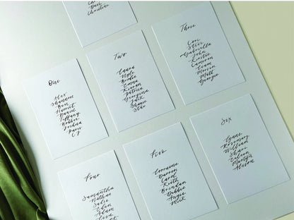 Calligraphy Wedding A5 Table Plan Card | White OR Colour Card Hand Written Calligraphy Table Plan Card | Mirror Table Plan Cards | DIY Table Plan Card