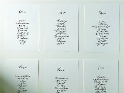 Calligraphy Wedding A5 Table Plan Card | White OR Colour Card Hand Written Calligraphy Table Plan Card | Mirror Table Plan Cards | DIY Table Plan Card