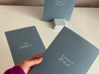 Mixed Lettering Wedding Table Numbers & Names | Handwritten A5 A6 Signs