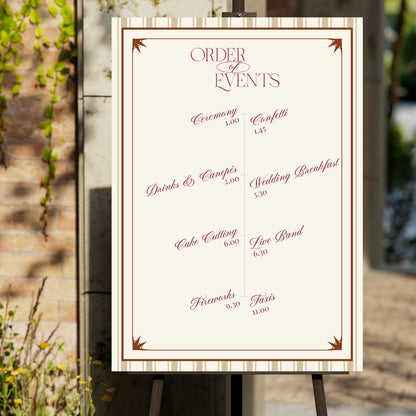 Wedding Order of the Day | Foam Board Order of Events | A1 A2 A3 Personalised Wedding Timeline Sign