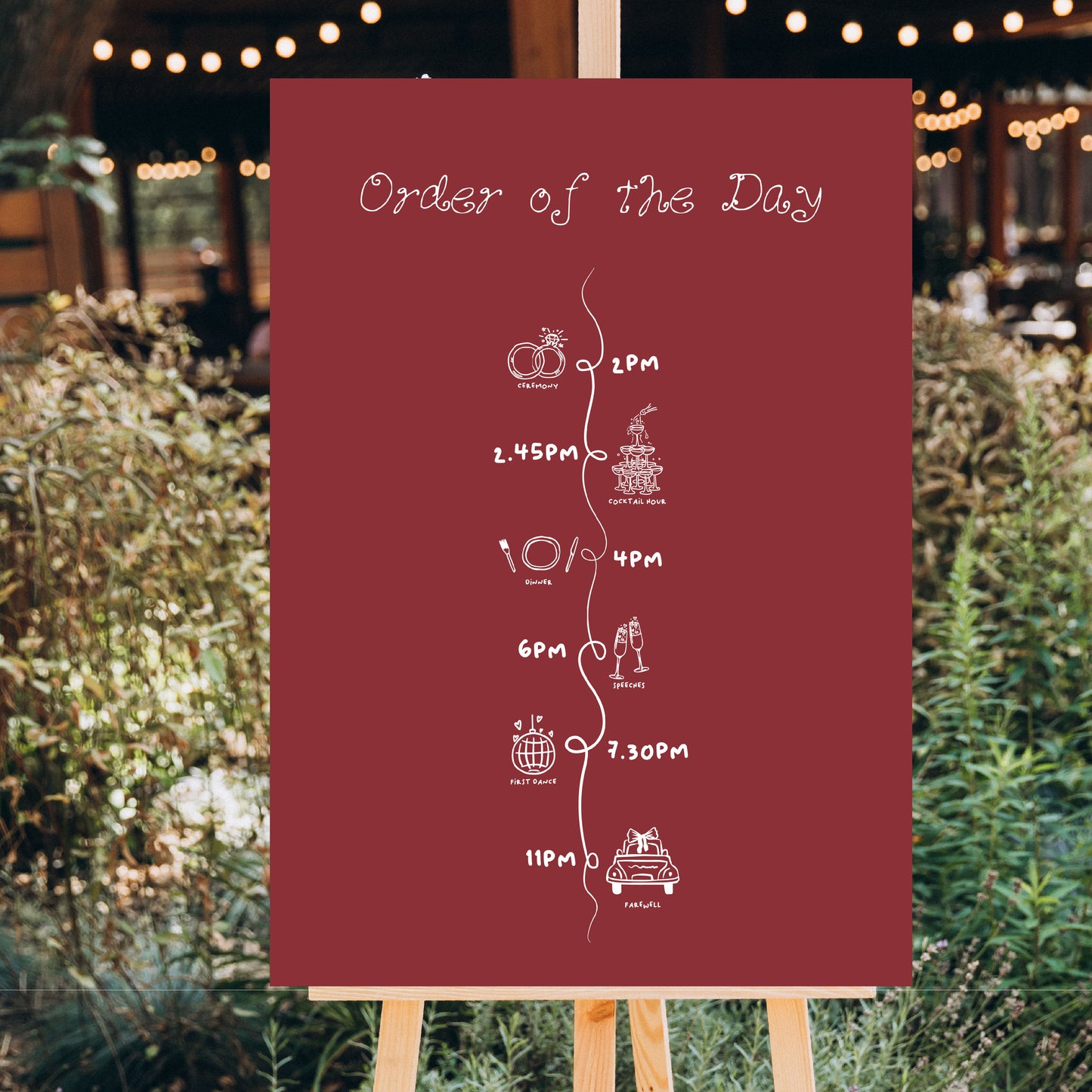 Wedding Order of the Day | Foam Board Order of Events | A1 A2 A3 Personalised Wedding Timeline Sign