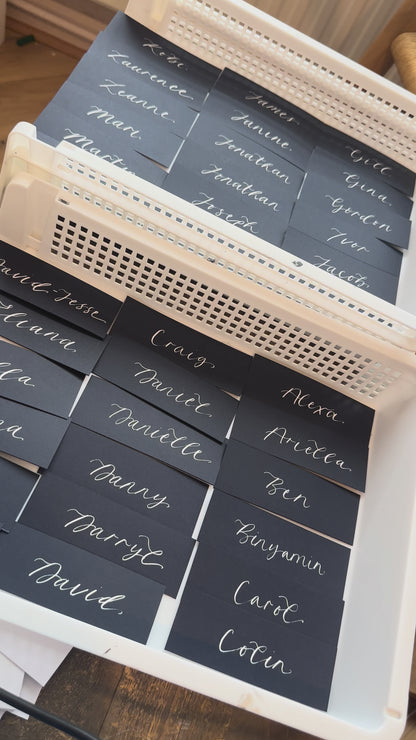 Navy Flat Wedding Place Cards | Calligraphy Place Cards