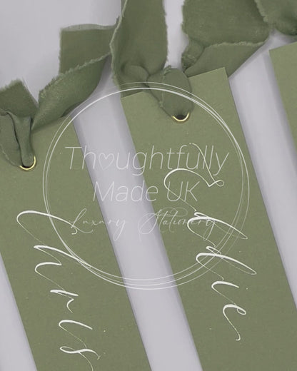 Green Place Card, Sage Place Card, Eucalyptus Place Card, Calligraphy Place Card, Calligraphy Place Name