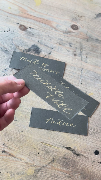 Custom Card Deckle Edge Flat Wedding Place Cards | Calligraphy Place Cards
