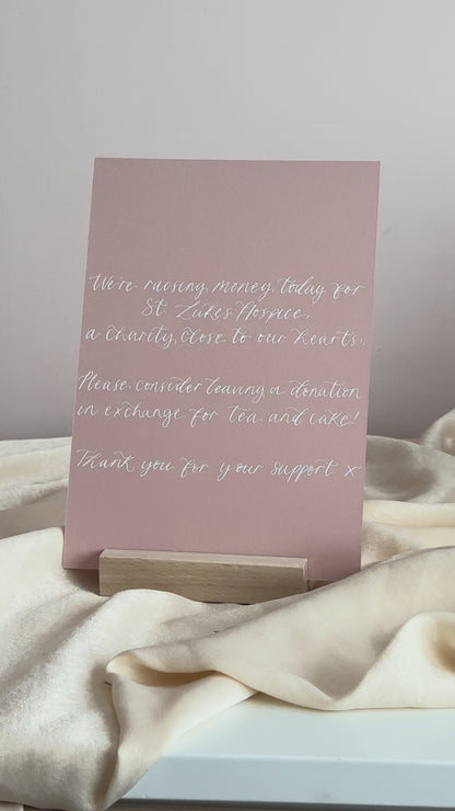 Colourful Custom Calligraphy Wedding Sign | Personalised Cards & Gifts / In Loving Memory A5 A6 Sign