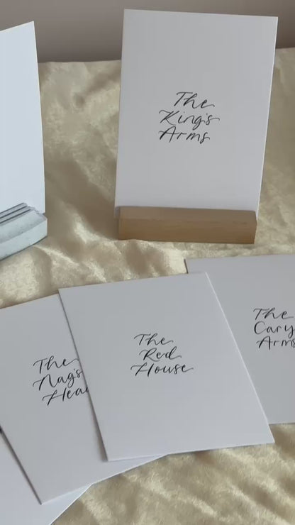 Neutral Custom Calligraphy Table Name & Number  | Personalised Wedding A4 A5 A6 Sign