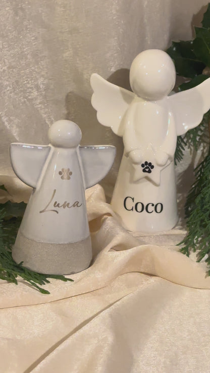 Personalised Angel Memorial Ornament: Freestanding Ceramic Remembrance Ange Paw Memorial Bauble: [Dog, Cat, Horse, Pet Remembrance]