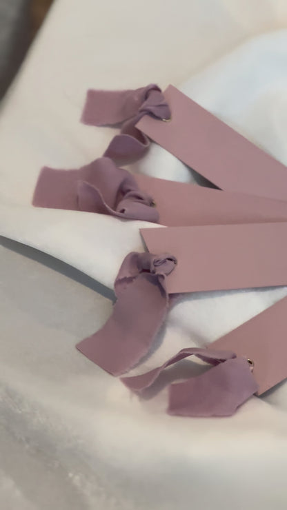 25 BLANK LIGHT LILAC Chiffon Ribbon Place Card with Eyelet | DIY Wedding Dinner Party Place Card, Write Your Own Place Setting | Green Wedding Baby Shower