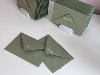 Custom Colour Calligraphy Envelope Place Cards  | Wedding Letter Place Setting