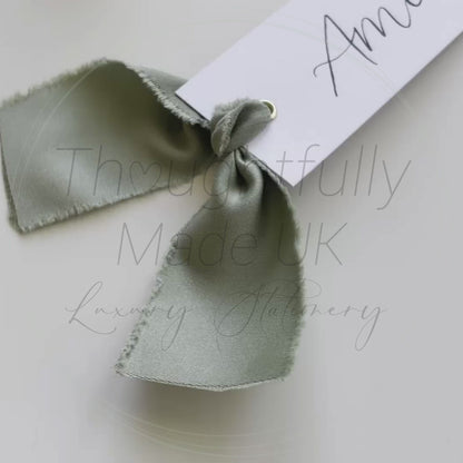 Sage Satin Place Card, Wedding Place Card, Wedding Place Name, Sage Green, Light Green, Luxury Place Card, Calligraphy Place Card