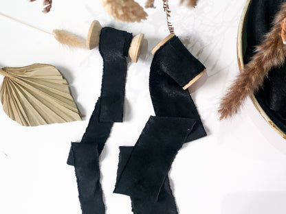 Wedding Silk Ribbon Wedding Satin Ribbon Raw Edge Ribbon Hand Torn Ribbon Place Card Ribbon Silky Ribbon Sandwashed Ribbon Black Ribbon Dark Ribbon Black Chiffon Ribbon Bouquet Ribbon Wedding Bouquet Chiffon Ribbon