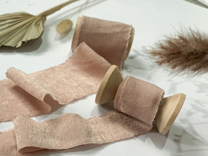 Wedding Silk Ribbon	Wedding Satin Ribbon	Raw Edge Ribbon	Hand Torn Ribbon	Place Card Ribbon	Silky Ribbon	Sandwashed Ribbon	Blush Ribbon	Pink Ribbon	Nude Ribbon	Bouquet Ribbon	Wedding Bouquet	Chiffon Ribbon