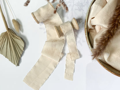 Champagne Chiffon Ribbon  | Hand Torn Raw Edge Silk Style Ribbon 150cm
