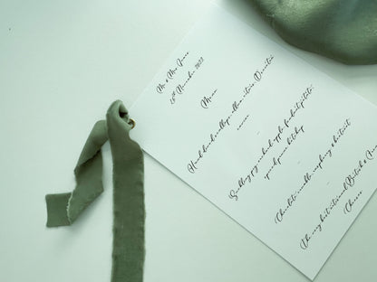 White Menu Card with Chiffon Ribbon | Printed Personalised Wedding Menu Card